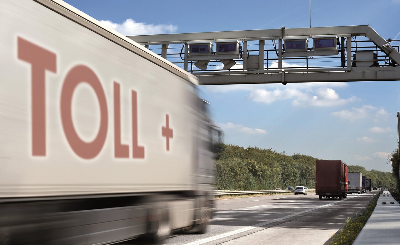 Truck with ‘Toll +’ inscription 